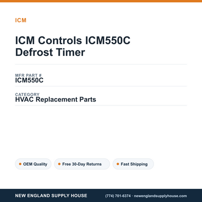 ICM Controls ICM550C Defrost Timer — New England Supply House spec card [NESH-SPEC-CARD-V2]