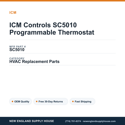 ICM Controls SC5010 Programmable Thermostat — New England Supply House spec card [NESH-SPEC-CARD-V2]