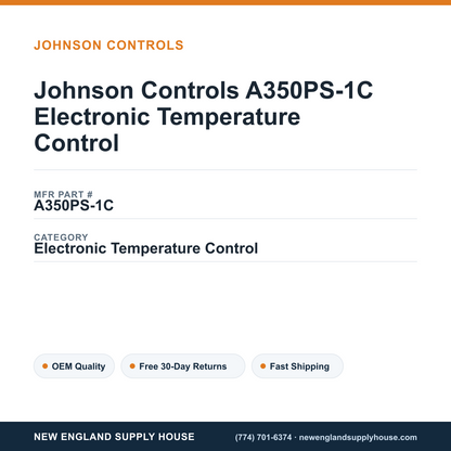 Johnson Controls A350PS-1C Electronic Temperature Control — New England Supply House spec card [NESH-SPEC-CARD-V2]