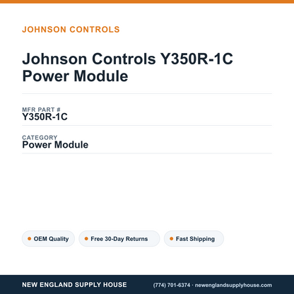 Johnson Controls Y350R-1C Power Module — New England Supply House spec card [NESH-SPEC-CARD-V2]