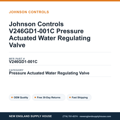Johnson Controls V246GD1-001C Pressure Actuated Water Regulating Valve — New England Supply House spec card [NESH-SPEC-CARD-V2]