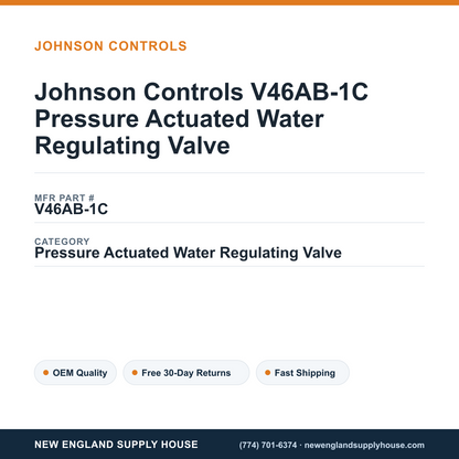 Johnson Controls V46AB-1C Pressure Actuated Water Regulating Valve — New England Supply House spec card [NESH-SPEC-CARD-V2]