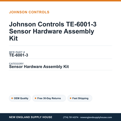 Johnson Controls TE-6001-3 Sensor Hardware Assembly Kit — New England Supply House spec card [NESH-SPEC-CARD-V2]