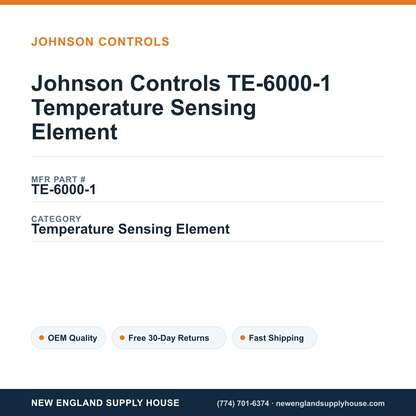 Johnson Controls TE-6000-1 Temperature Sensing Element — New England Supply House spec card [NESH-SPEC-CARD-V2]