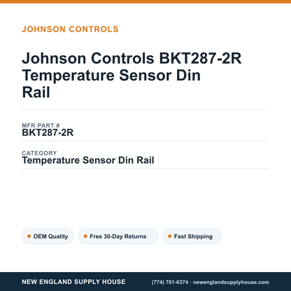 Johnson Controls BKT287-2R Temperature Sensor Din Rail — New England Supply House spec card [NESH-SPEC-CARD-V2]