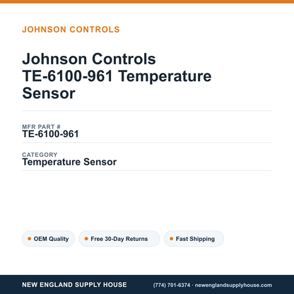 Johnson Controls TE-6100-961 Temperature Sensor — New England Supply House spec card [NESH-SPEC-CARD-V2]
