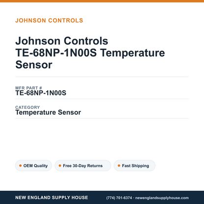 Johnson Controls TE-68NP-1N00S Temperature Sensor — New England Supply House spec card [NESH-SPEC-CARD-V2]
