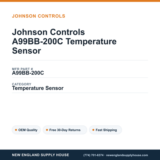 Johnson Controls A99BB-200C Temperature Sensor — New England Supply House spec card [NESH-SPEC-CARD-V2]