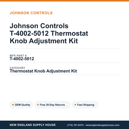 Johnson Controls T-4002-5012 Thermostat Knob Adjustment Kit — New England Supply House spec card [NESH-SPEC-CARD-V2]