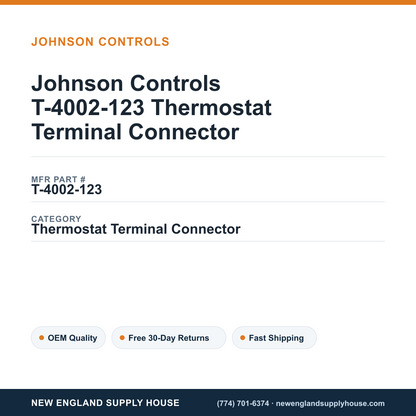 Johnson Controls T-4002-123 Thermostat Terminal Connector — New England Supply House spec card [NESH-SPEC-CARD-V2]