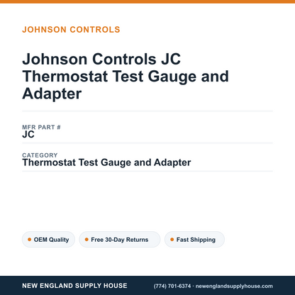 Johnson Controls JC Thermostat Test Gauge and Adapter — New England Supply House spec card [NESH-SPEC-CARD-V2]