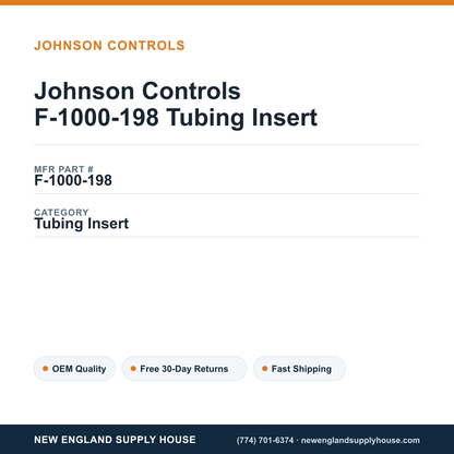 Johnson Controls F-1000-198 Tubing Insert — New England Supply House spec card [NESH-SPEC-CARD-V2]