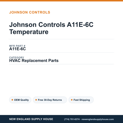 Johnson Controls A11E-6C Temperature — New England Supply House spec card [NESH-SPEC-CARD-V2]