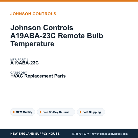 Johnson Controls A19ABA-23C Remote Bulb Temperature — New England Supply House spec card [NESH-SPEC-CARD-V2]