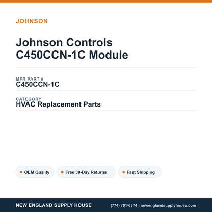 Johnson Controls C450CCN-1C Module — New England Supply House spec card [NESH-SPEC-CARD-V2]