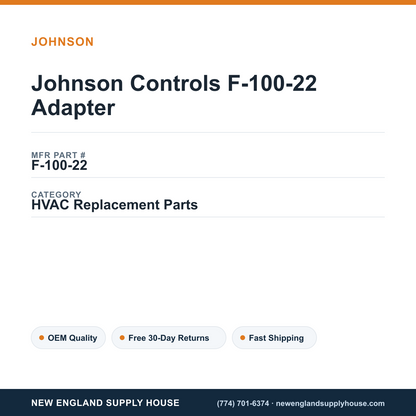 Johnson Controls F-100-22 Adapter — New England Supply House spec card [NESH-SPEC-CARD-V2]
