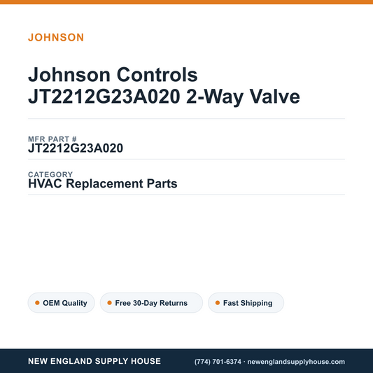 Johnson Controls JT2212G23A020 2-Way Valve — New England Supply House spec card [NESH-SPEC-CARD-V2]