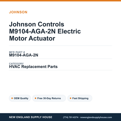 Johnson Controls M9104-AGA-2N Electric Motor Actuator — New England Supply House spec card [NESH-SPEC-CARD-V2]