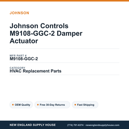 Johnson Controls M9108-GGC-2 Damper Actuator — New England Supply House spec card [NESH-SPEC-CARD-V2]