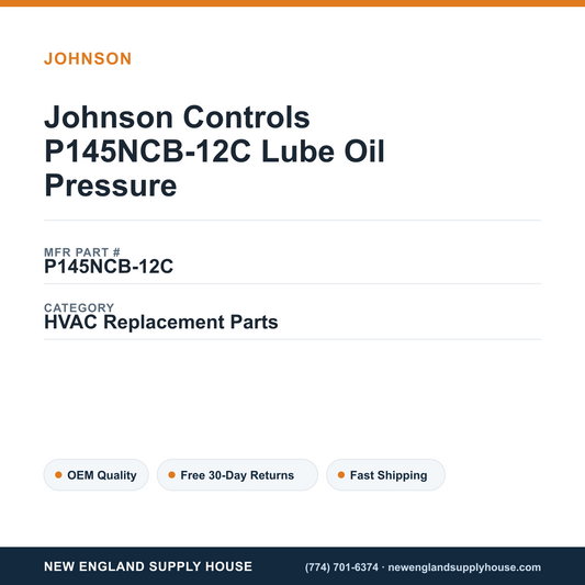 Johnson Controls P145NCB-12C Lube Oil Pressure — New England Supply House spec card [NESH-SPEC-CARD-V2]