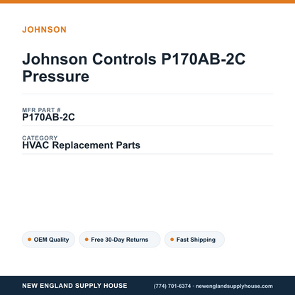 Johnson Controls P170AB-2C Pressure — New England Supply House spec card [NESH-SPEC-CARD-V2]