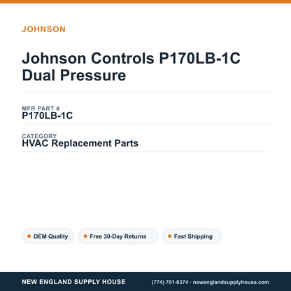 Johnson Controls P170LB-1C Dual Pressure — New England Supply House spec card [NESH-SPEC-CARD-V2]