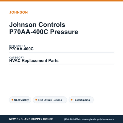 Johnson Controls P70AA-400C Pressure — New England Supply House spec card [NESH-SPEC-CARD-V2]