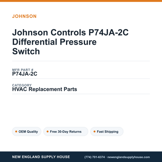 Johnson Controls P74JA-2C Differential Pressure Switch — New England Supply House spec card [NESH-SPEC-CARD-V2]