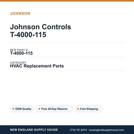 Johnson Controls T-4000-115 — New England Supply House spec card [NESH-SPEC-CARD-V2]