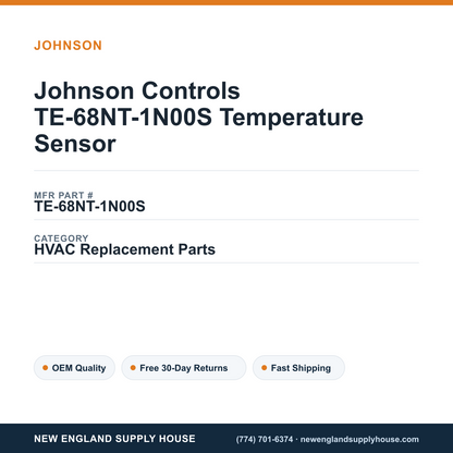 Johnson Controls TE-68NT-1N00S Temperature Sensor — New England Supply House spec card [NESH-SPEC-CARD-V2]