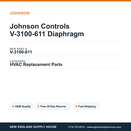 Johnson Controls V-3100-611 Diaphragm — New England Supply House spec card [NESH-SPEC-CARD-V2]