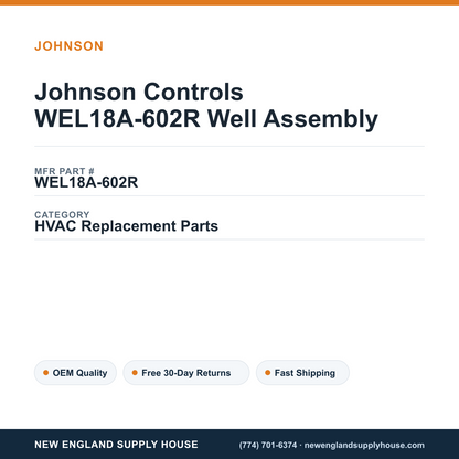Johnson Controls WEL18A-602R Well Assembly — New England Supply House spec card [NESH-SPEC-CARD-V2]