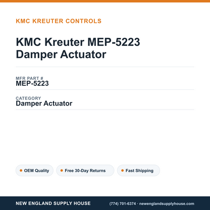 KMC Kreuter MEP-5223 Damper Actuator — New England Supply House spec card [NESH-SPEC-CARD-V2]
