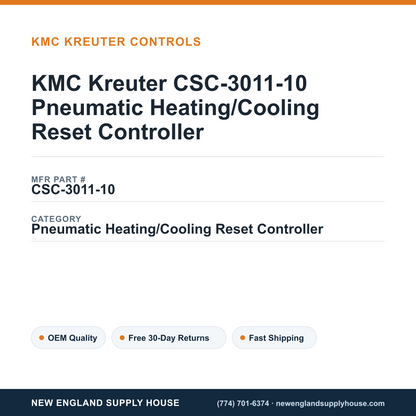 KMC Kreuter CSC-3011-10 Pneumatic Heating/Cooling Reset Controller — New England Supply House spec card [NESH-SPEC-CARD-V2]