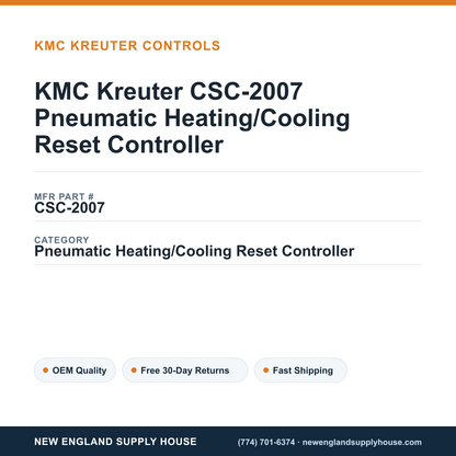 KMC Kreuter CSC-2007 Pneumatic Heating/Cooling Reset Controller — New England Supply House spec card [NESH-SPEC-CARD-V2]