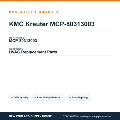 KMC Kreuter MCP-80313003 — New England Supply House spec card [NESH-SPEC-CARD-V2]