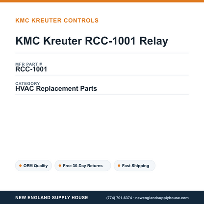 KMC Kreuter RCC-1001 Relay — New England Supply House spec card [NESH-SPEC-CARD-V2]