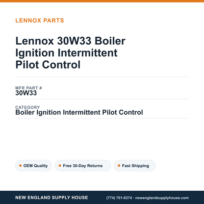 Lennox 30W33 Boiler Ignition Intermittent Pilot Control — New England Supply House spec card [NESH-SPEC-CARD-V2]
