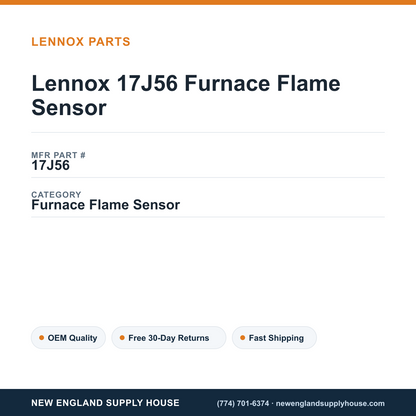 Lennox 17J56 Furnace Flame Sensor — New England Supply House spec card [NESH-SPEC-CARD-V2]