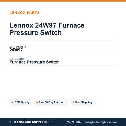Lennox 24W97 Furnace Pressure Switch — New England Supply House spec card [NESH-SPEC-CARD-V2]