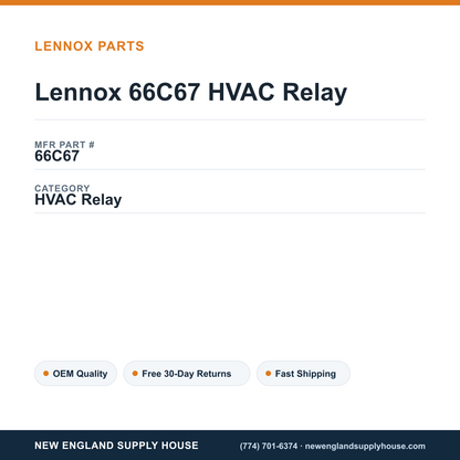 Lennox 66C67 HVAC Relay — New England Supply House spec card [NESH-SPEC-CARD-V2]