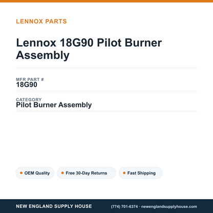 Lennox 18G90 Pilot Burner Assembly — New England Supply House spec card [NESH-SPEC-CARD-V2]