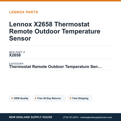 Lennox X2658 Thermostat Remote Outdoor Temperature Sensor — New England Supply House spec card [NESH-SPEC-CARD-V2]