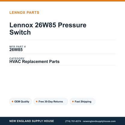 Lennox 26W85 Pressure Switch — New England Supply House spec card [NESH-SPEC-CARD-V2]