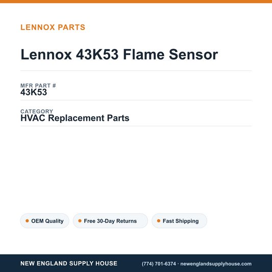 Lennox 43K53 Flame Sensor — New England Supply House spec card [NESH-SPEC-CARD-V2]