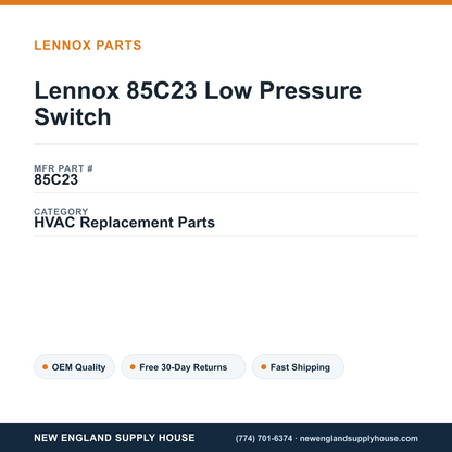 Lennox 85C23 Low Pressure Switch — New England Supply House spec card [NESH-SPEC-CARD-V2]