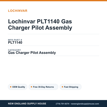 Lochinvar PLT1140 Gas Charger Pilot Assembly — New England Supply House spec card [NESH-SPEC-CARD-V2]