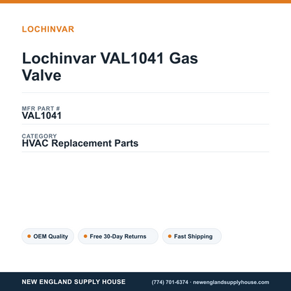 Lochinvar VAL1041 Gas Valve — New England Supply House spec card [NESH-SPEC-CARD-V2]