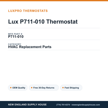Lux P711-010 Thermostat — New England Supply House spec card [NESH-SPEC-CARD-V2]