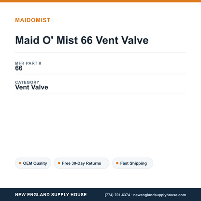 Maid O' Mist 66 Vent Valve — New England Supply House spec card [NESH-SPEC-CARD-V2]